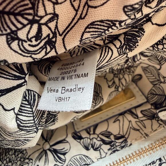 Vera Bradley Cream Pebbled Leather Crossbody Floral Lined Small Bag - Picture 10 of 10